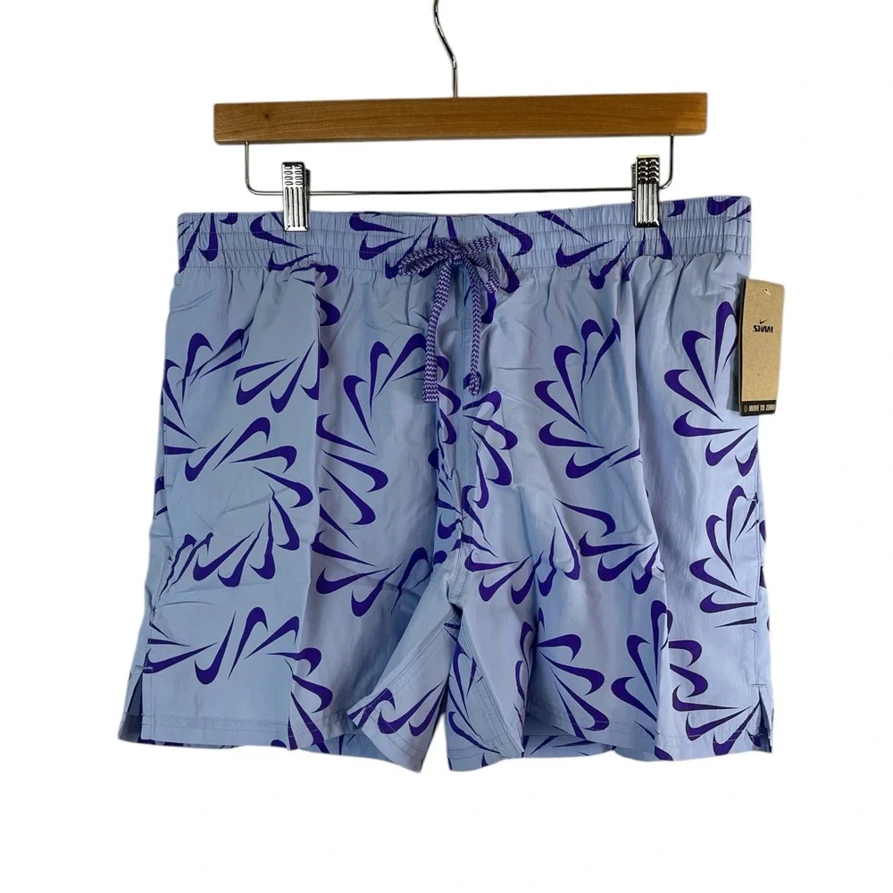 Nike men’s blue and‎ purple check logo lined swim trunks size XL